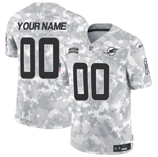 Men's Miami Dolphins Customized 2024 F.U.S.E Arctic Camo Salute to Service Limited Stitched Football Jersey